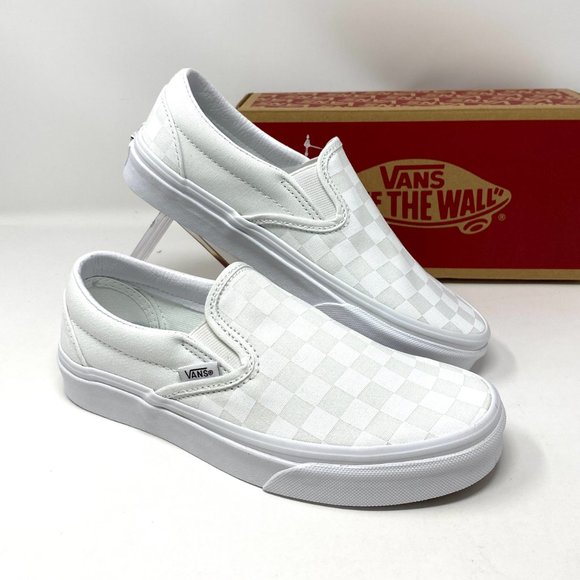 SANTA’S DEAL 🎄 VANS Classic Slip-On Checkerboard White Low Top Women's Size 6.5 - Picture 9 of 11
